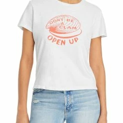 Discount 💯 Mother Don't Be A Clam, Open Up 👩 Womens Graphic Cotton T-Shirt 🎉