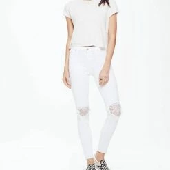 New 🔥 Mother 👩 women High Waisted Looker Ankle Fray Jean in Little Miss Lacey White 🧨