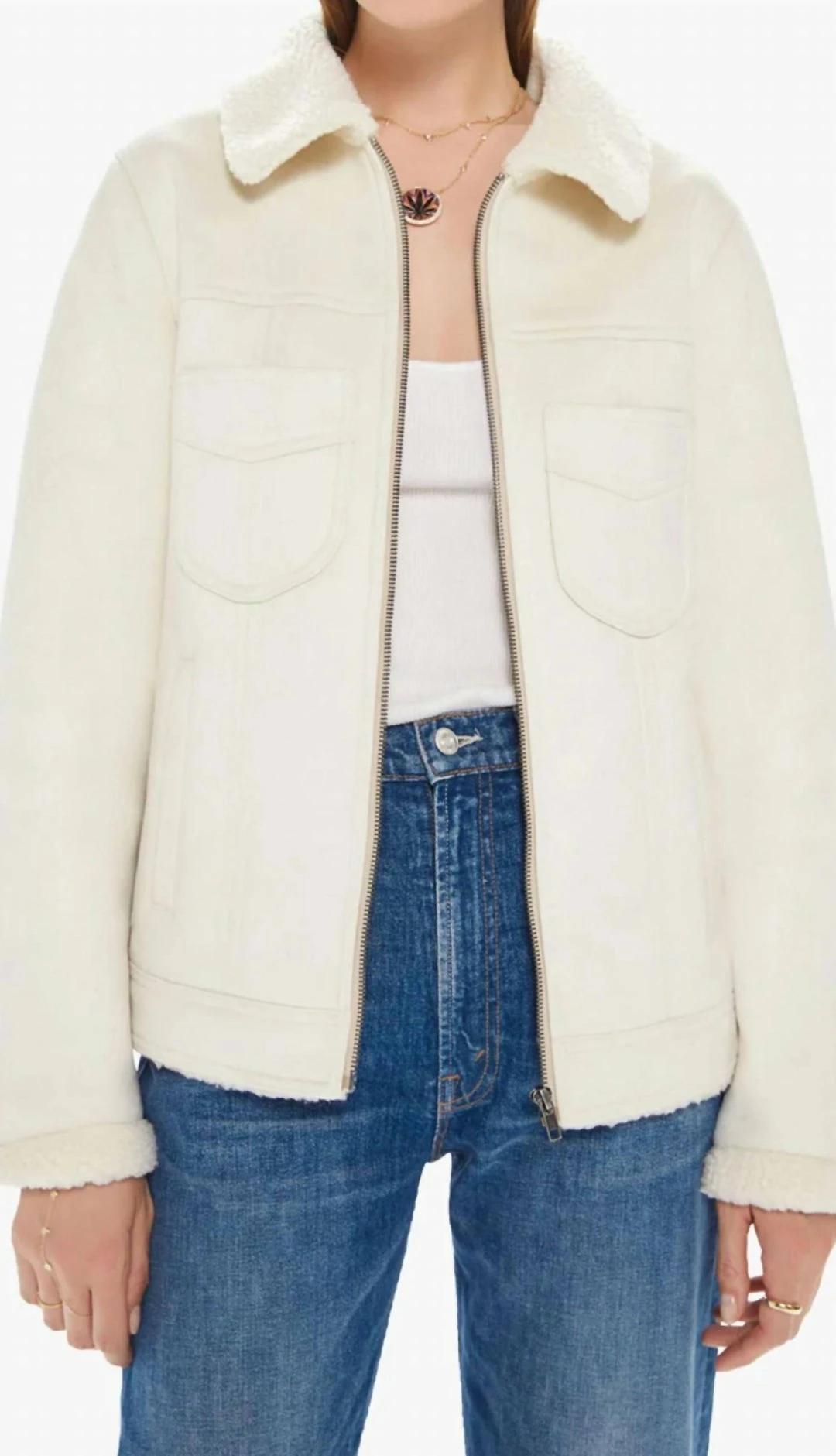 Cheap ⌛ Mother 👩 women The Straight And Narrow Jacket in White Lies ⭐ 3 Cheap ⌛ Mother 👩 women The Straight And Narrow Jacket in White Lies ⭐