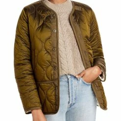 Budget 🌟 Mother 👩 Womens Sherpa Collarless Quilted 🧥 Coat 🌟