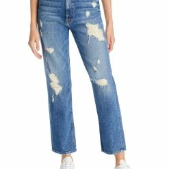 Hot Sale 👏 Mother Study Hover 👩 Womens Destroyed High Waisted Straight Leg 👖 Jeans 😉