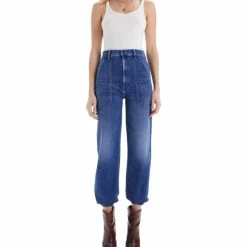 Top 10 🔥 Mother 👩 women Wrapper Patch Springy Ankle Jean in Blue 👏