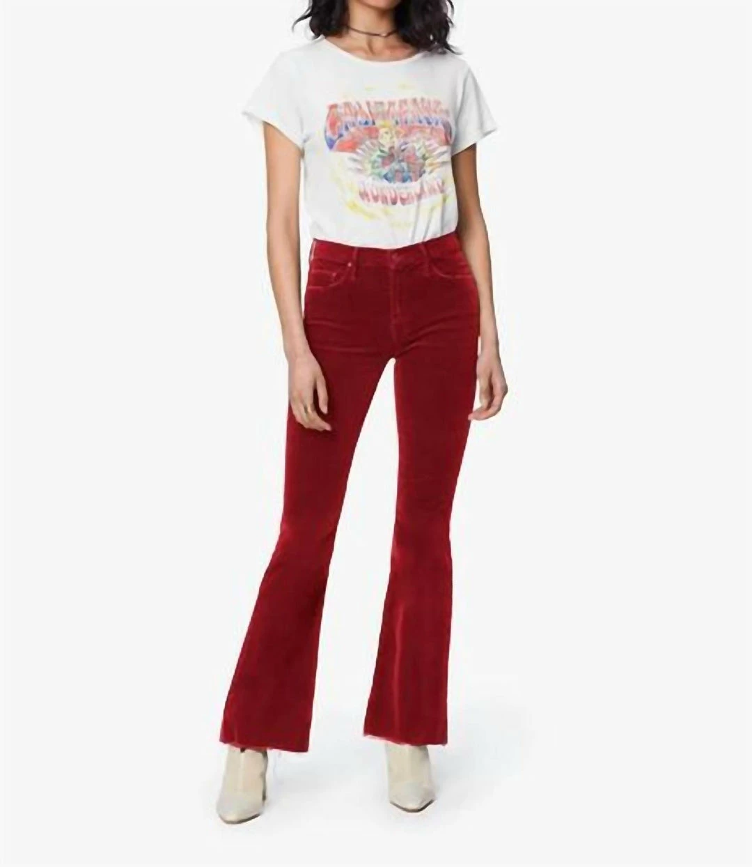 Hot Sale ❤️ Mother 👩 women Weekender Fray Jean in Garnet Cords 💯 3 Hot Sale ❤️ Mother 👩 women Weekender Fray Jean in Garnet Cords 💯