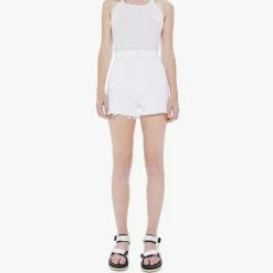 Discount ⌛ Mother 👩 women Hw Tunnel Vision Cuff Fray Short In Totally Innocent 😀