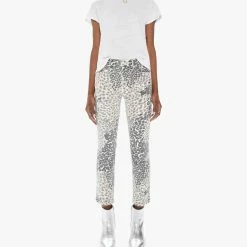 Buy 💯 Mother 👩 women Mid Rise Dazzler Ankle Pants in Snow Leopard 👏